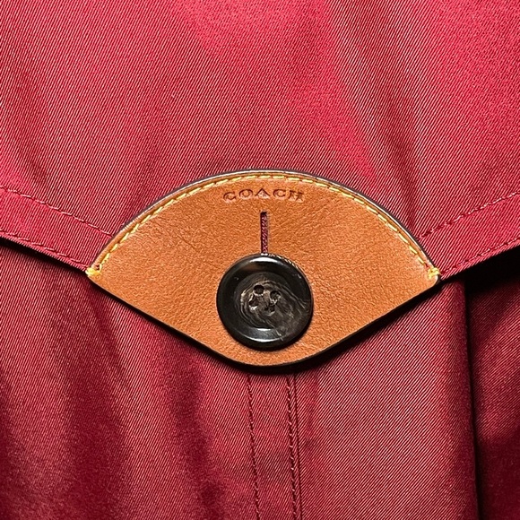 Coach Cherry Red trench-coat  size Large - Picture 4 of 9
